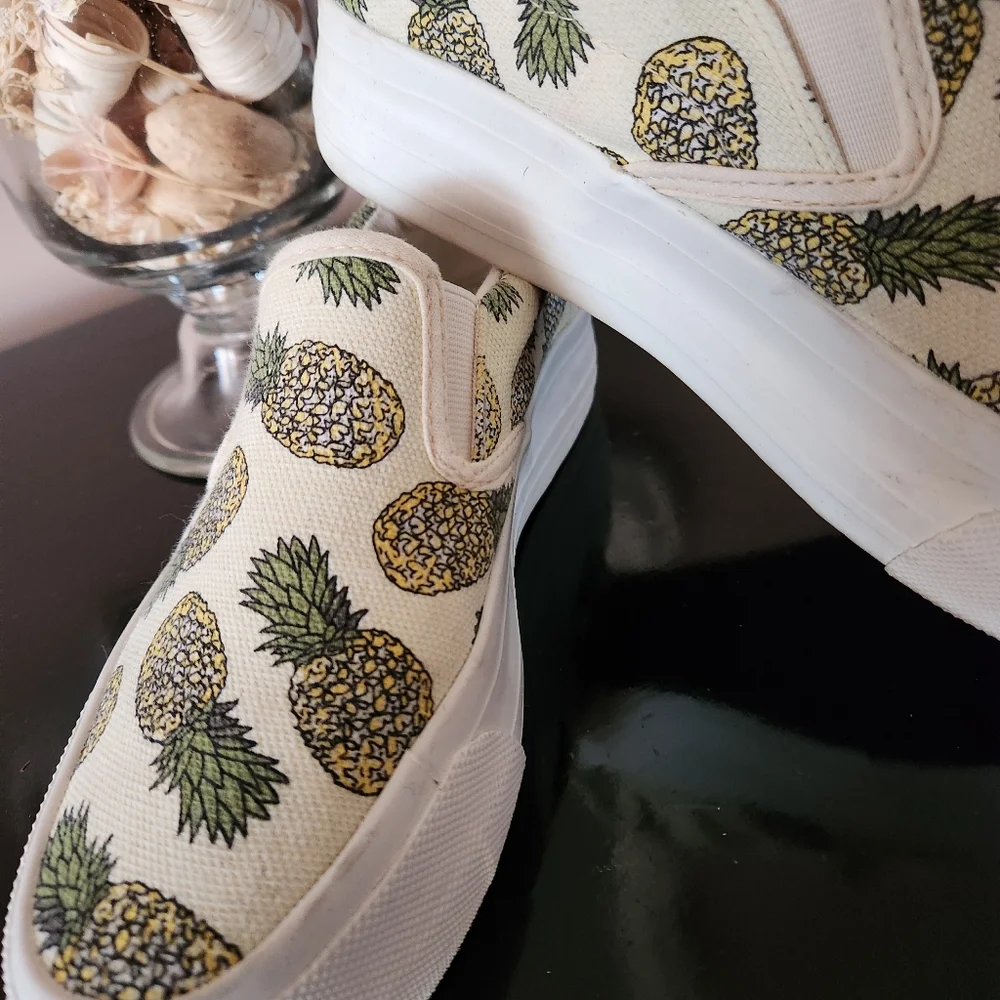 Restricted Pineapple Print Canvas Slip-On Sneakers - Size 6